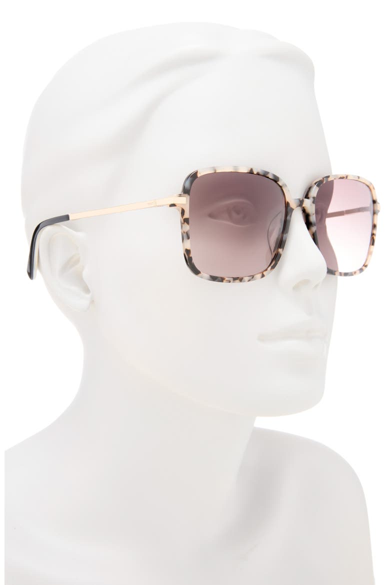 57mm Gradient Square Sunglasses, Alternate, color, IVORY TORTOISE