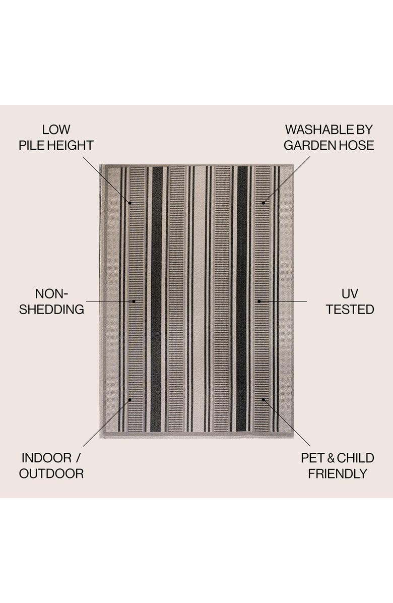 JONATHAN Y Haynes Modern Double Stripe Indoor/Outdoor Area Rug, Alternate, color, Black/Beige