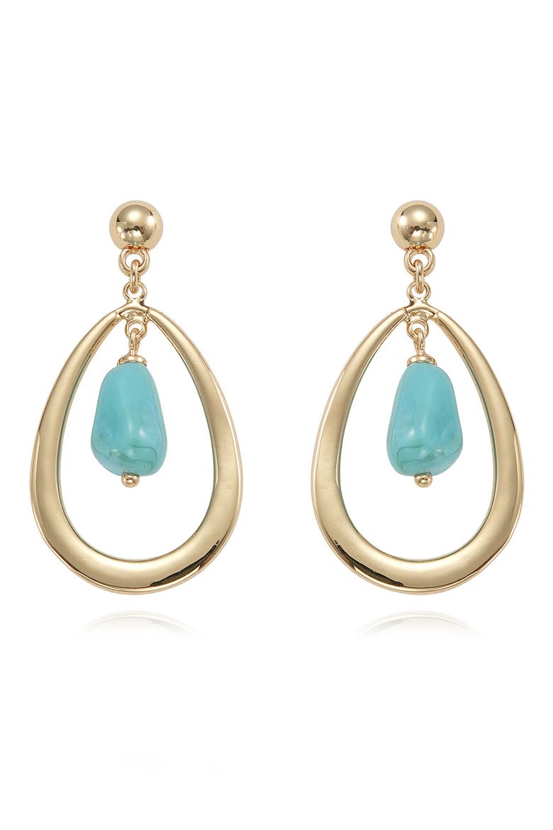 Stone Teardrop Earrings, Alternate, color, TURQUOISE