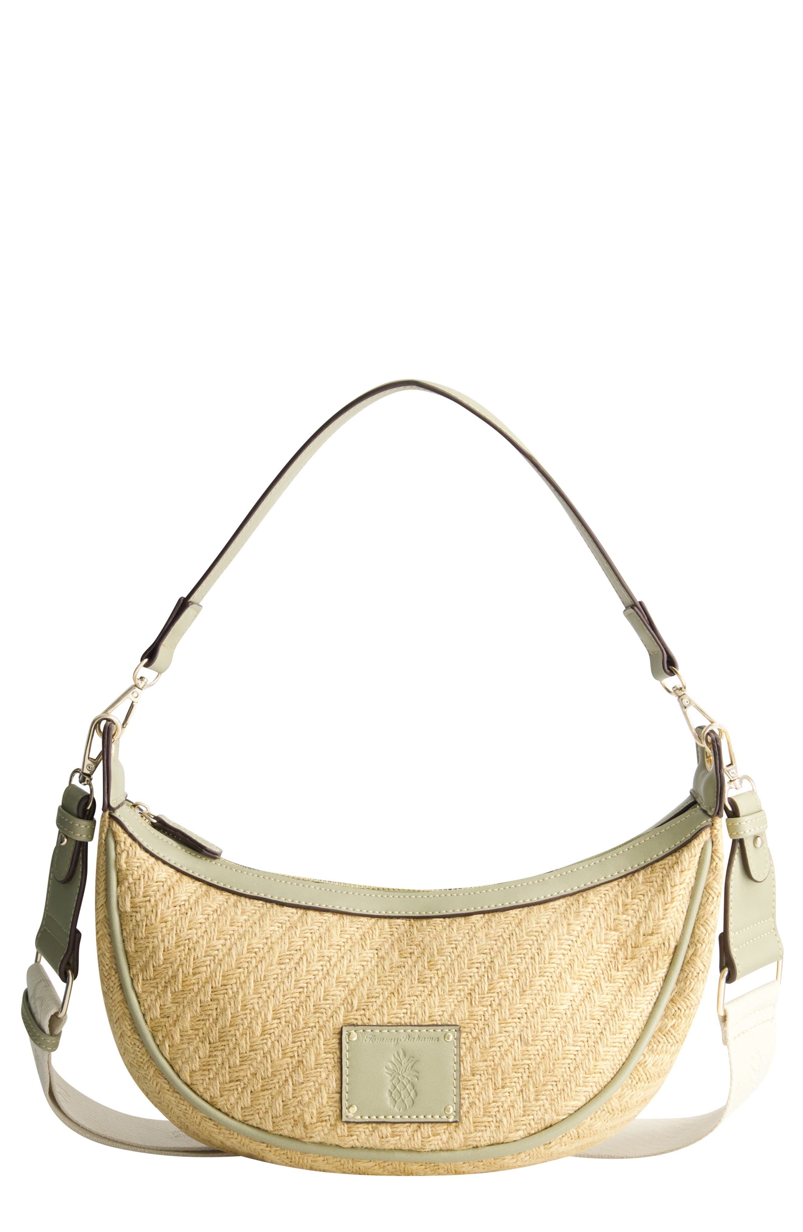 Tommy Bahama Logo Debossed Raffia Shoulder Bag
