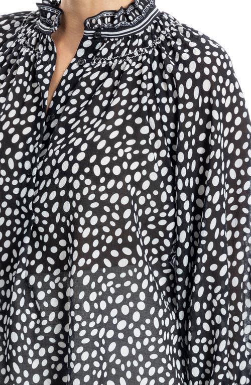 MAX STUDIO MAX STUDIO RUFFLE COLLAR PUFF SHOULDER TOP