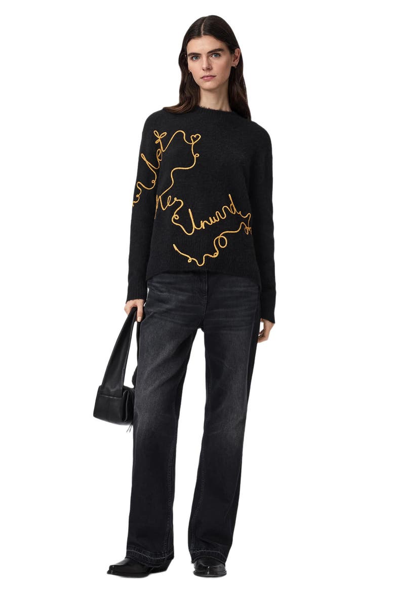 Unwind Jumper Crewneck Sweater, Alternate, color, BLACK