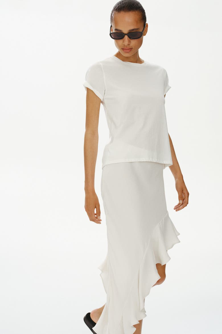 Flounce-trimmed Viscose Skirt, Alternate, color, Cream