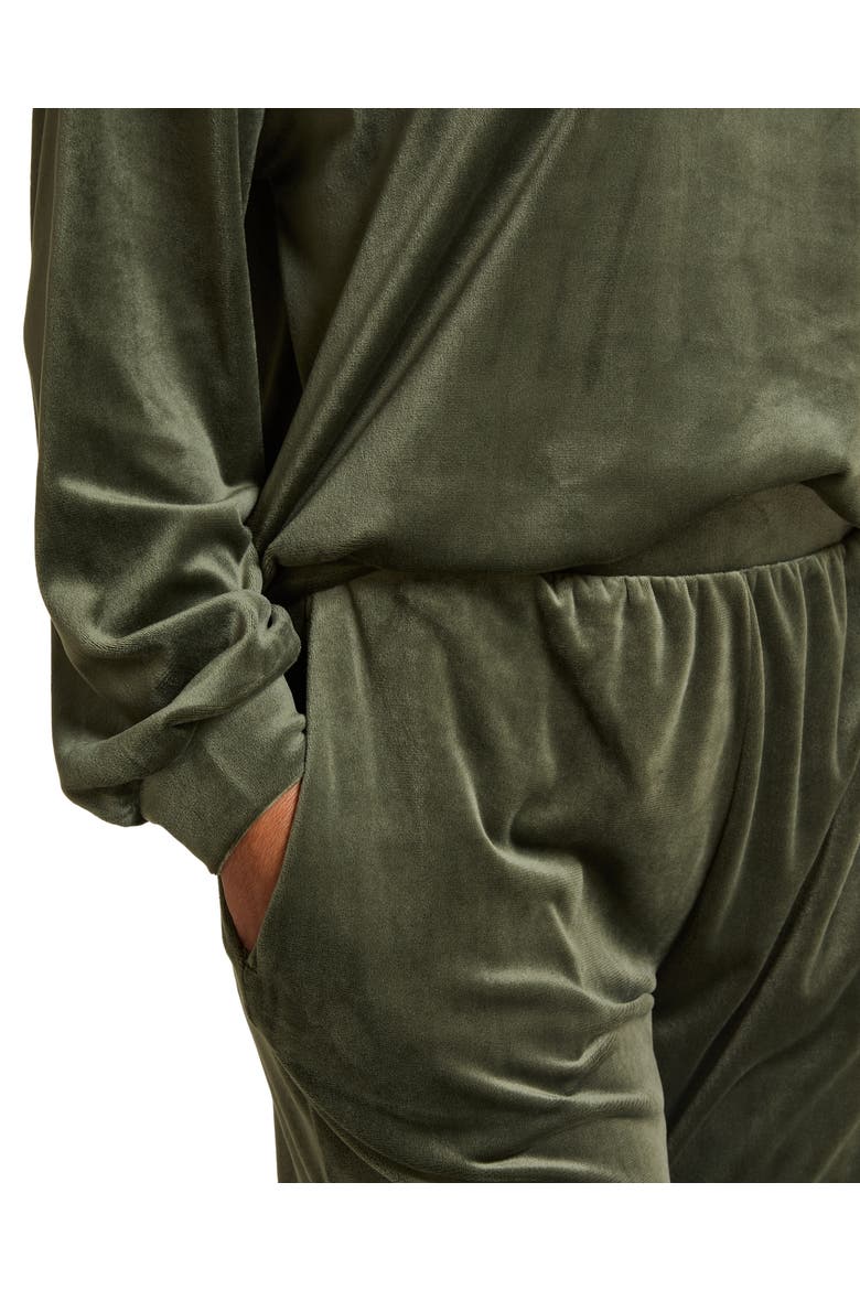 Velvet Long-Sleeve Pyjama Set, Alternate, color, Climbing Ivy