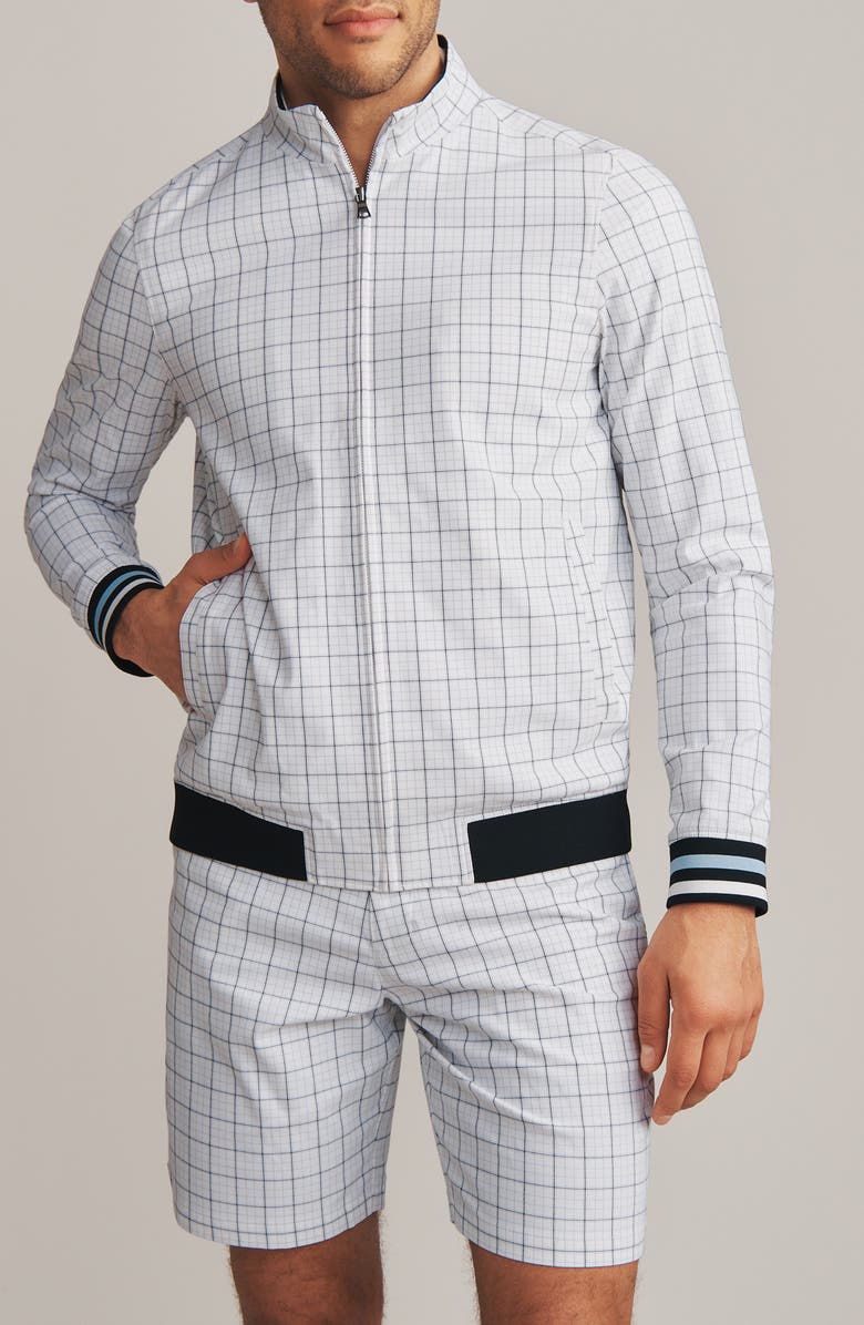 Rhone Dune Windowpane Golf Jacket, Main, color, White Windowpane Check