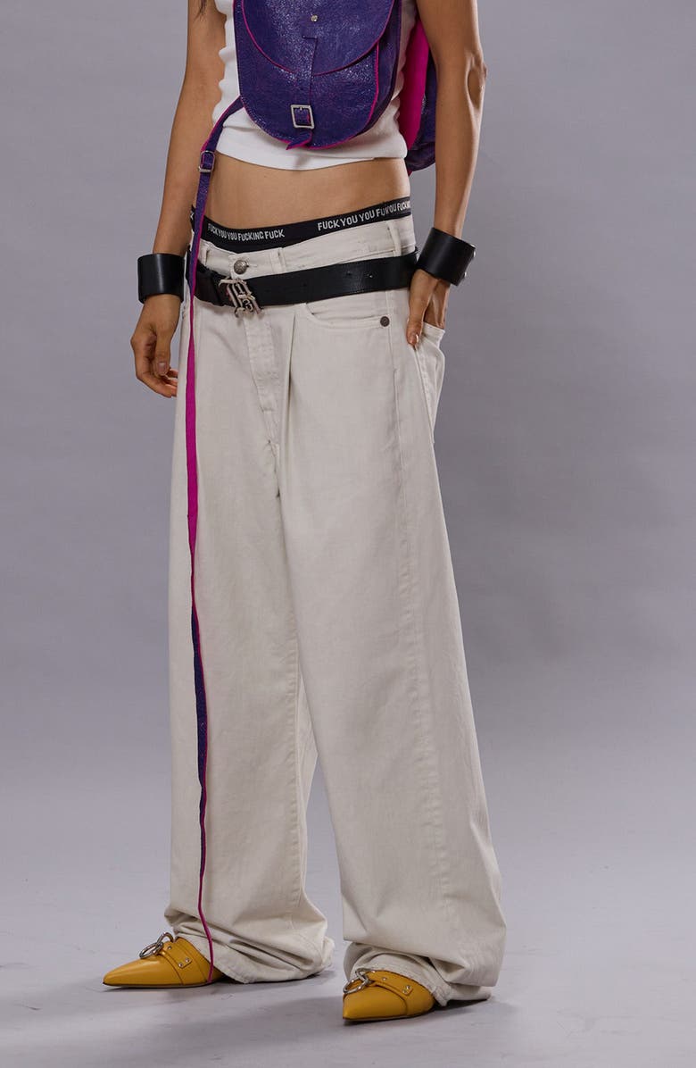 R13 Damon Pleated High Waist Wide Leg Jeans, Alternate, color, 