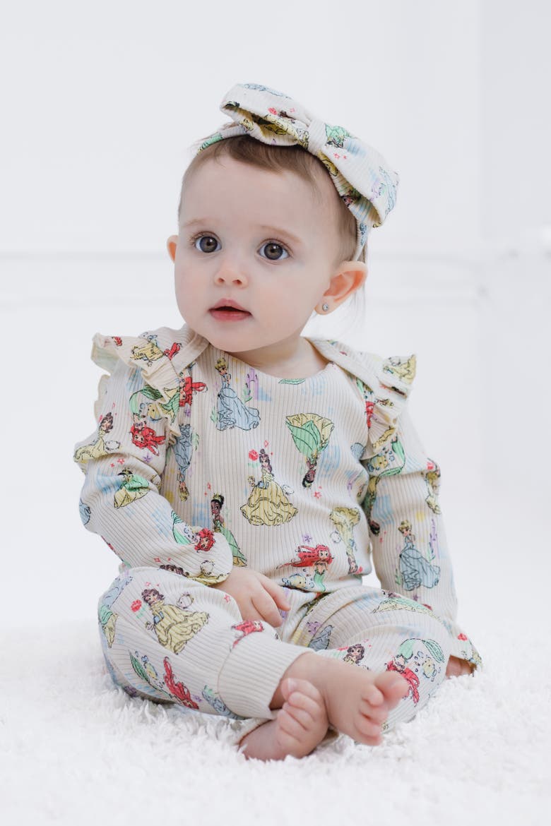 Princess 3-Piece Bodysuit and Pants Set, Alternate, color, Princess Cream