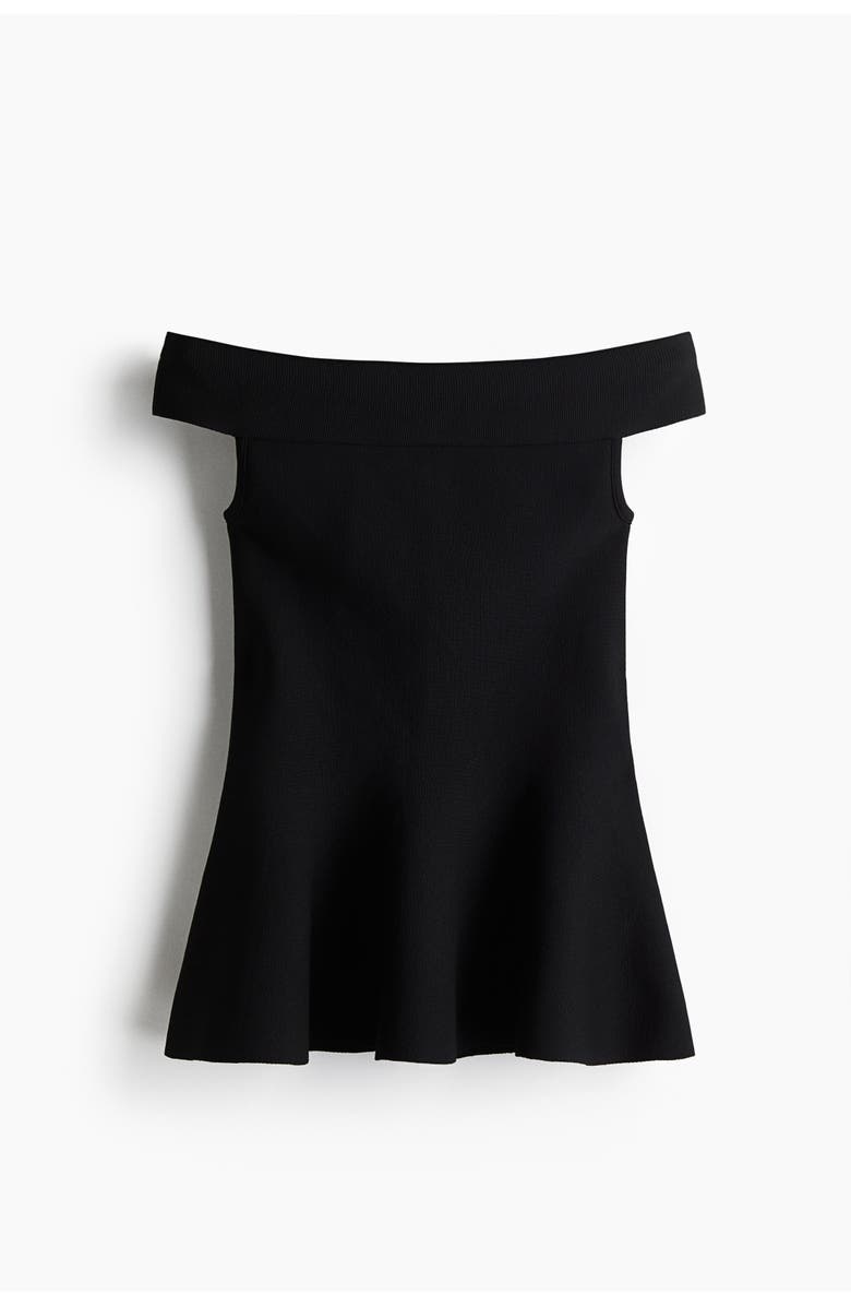 H&M Off-the-shoulder Peplum Top, Main, color, Black