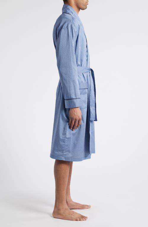 Majestic International Stripe Shawl Collar Cotton Robe In Navy/blue