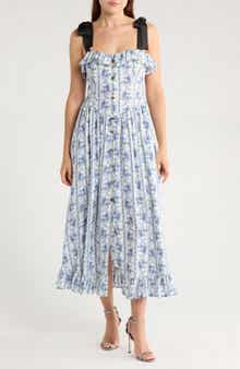 Blu Pepper Tie Strap Ruffle Midi Dress