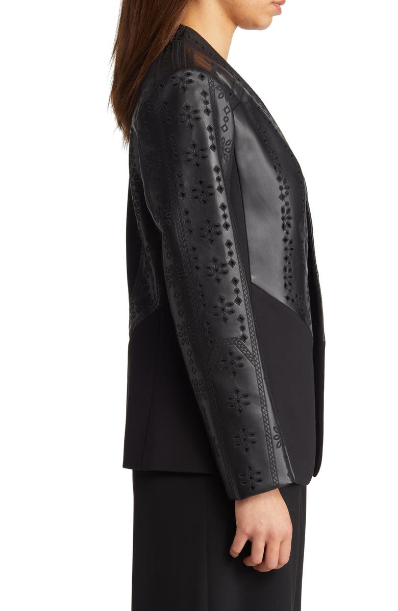 KOBI HALPERIN Wanda Eyelet Detail Mixed Media Faux Leather Jacket, Alternate, color, 