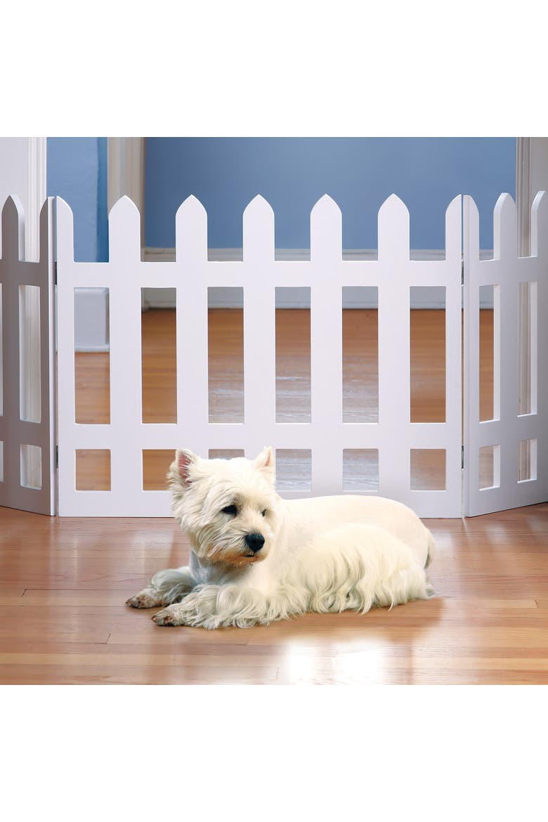 Wooden Pet Gate White Picket Fence, Alternate, color, Multicolored