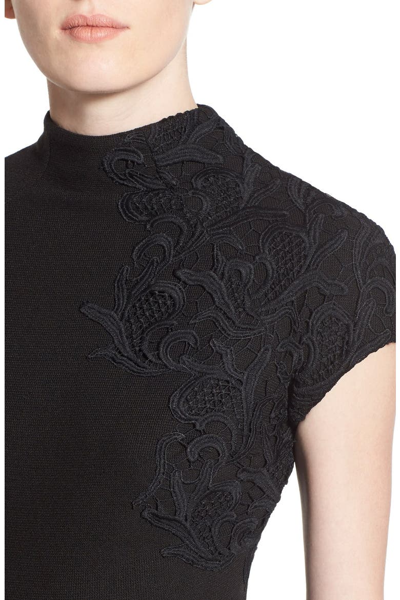 Lace Appliqué Dress, Alternate, color, BLACK