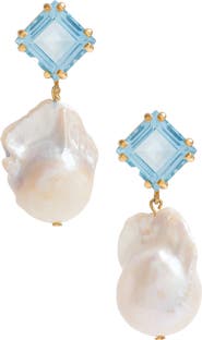 Freya Rose Blue Topaz Baroque Drops
