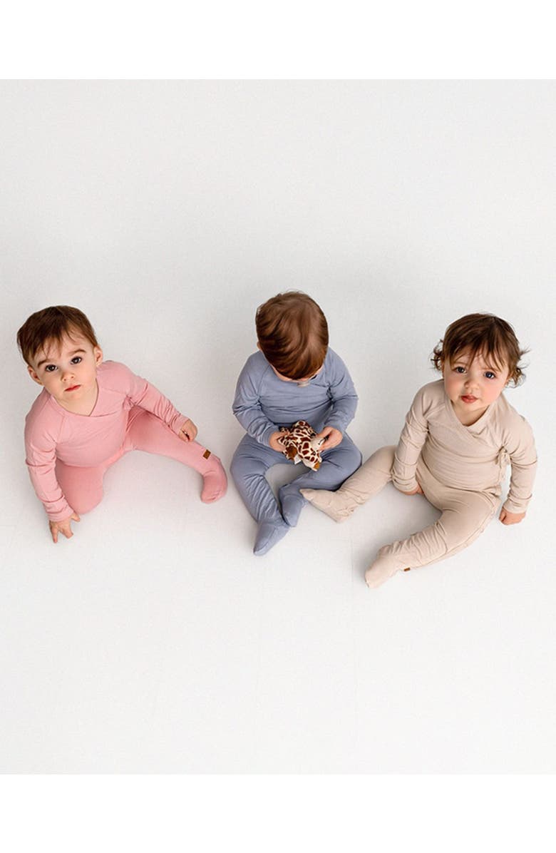 MiniMoi Crossover-Neckline Stretch Modal Footie, Alternate, color, Blue Frost