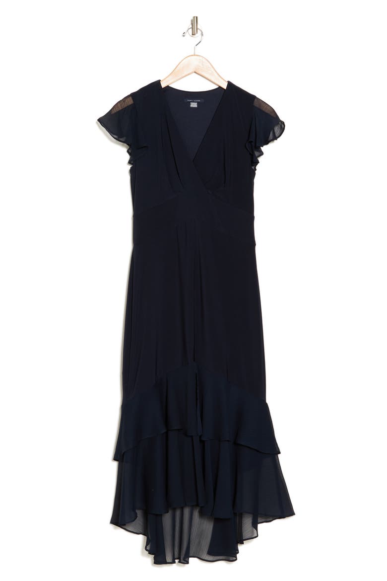 Mixed Media High-Low Dress, Alternate, color, SKY CAPT