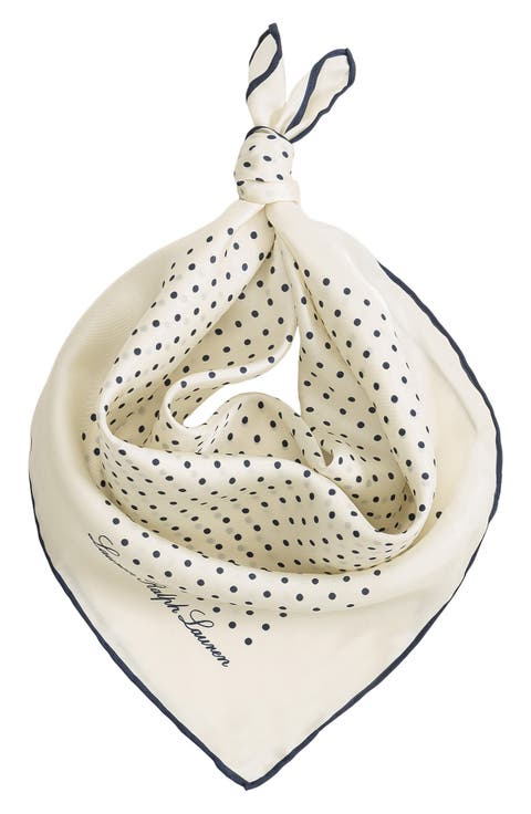 Polka Dot Square Silk Scarf