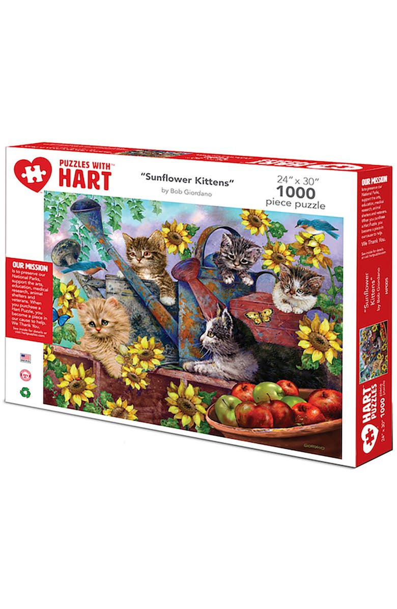 Hart Puzzles Sunflower Kittens by Bob Giordano, 24 x 30 Inches, 1000 Piece Puzzle, Main, color, Multicolored