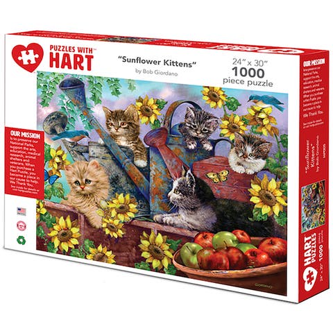 Sunflower Kittens by Bob Giordano, 24 x 30 Inches, 1000 Piece Puzzle