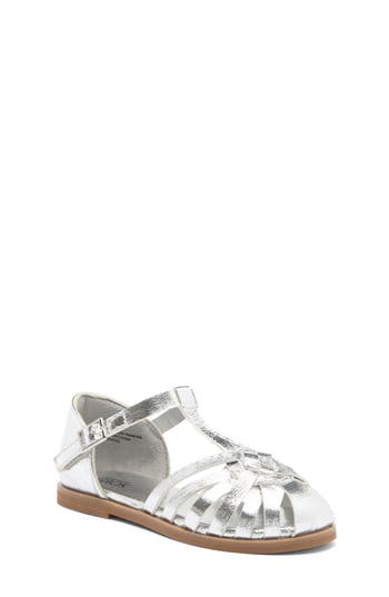 Nordstrom Rack Kids' Juniper Fisherman Sandal In Silver Metallic