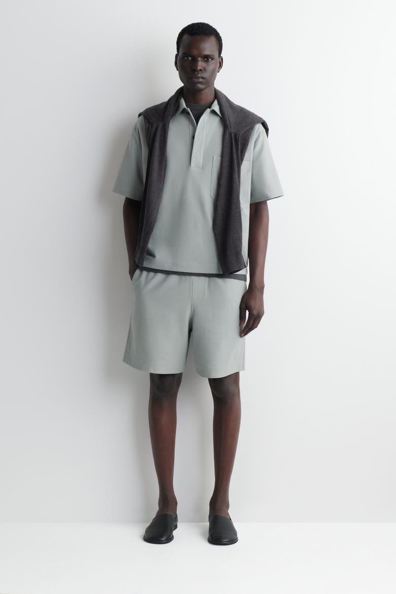 Elasticated Cotton-piqué Shorts, Main, color, GRAY