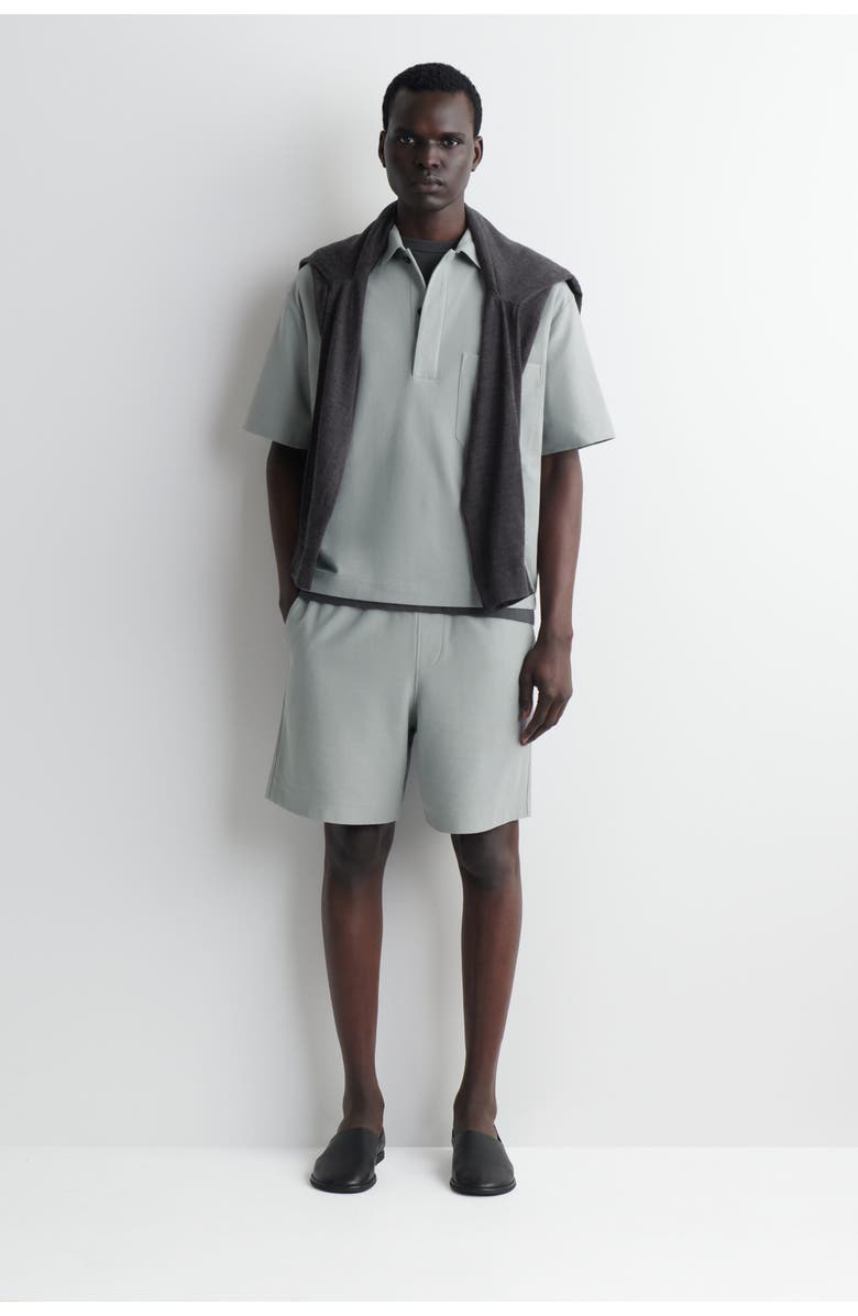 COS Elasticated Cotton-piqué Shorts, Main, color, Gray