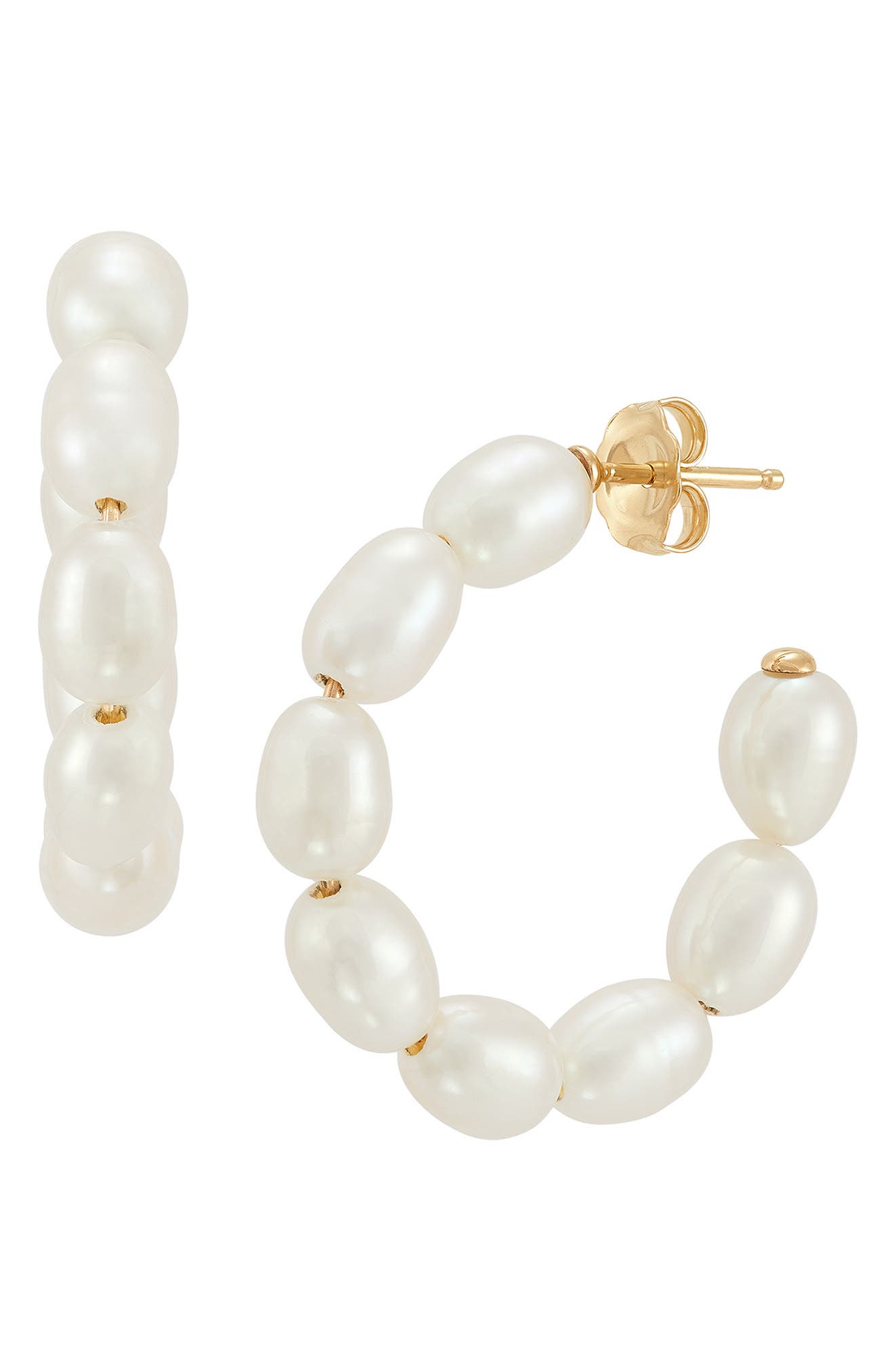 Frankie & Zoe Rice Freshwater Pearl Hoop Earrings
