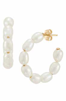 Frankie & Zoe Rice Freshwater Pearl Hoop Earrings