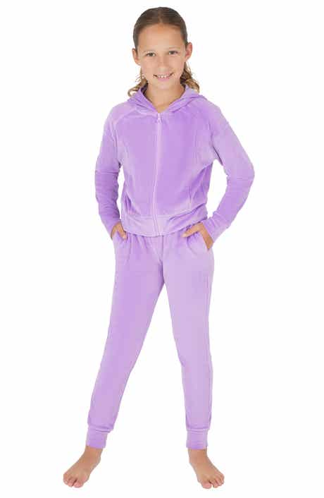 90 DEGREE BY REFLEX Kids' Rib Velour Castle Zip Hoodie & Joggers Set