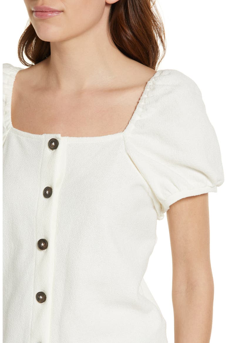 Women's Jacquard Square Neck Puff Sleeve Top, Alternate, color, LIGHTHOUSE