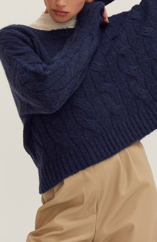 Crescent Cable Knit Sweater In Blue