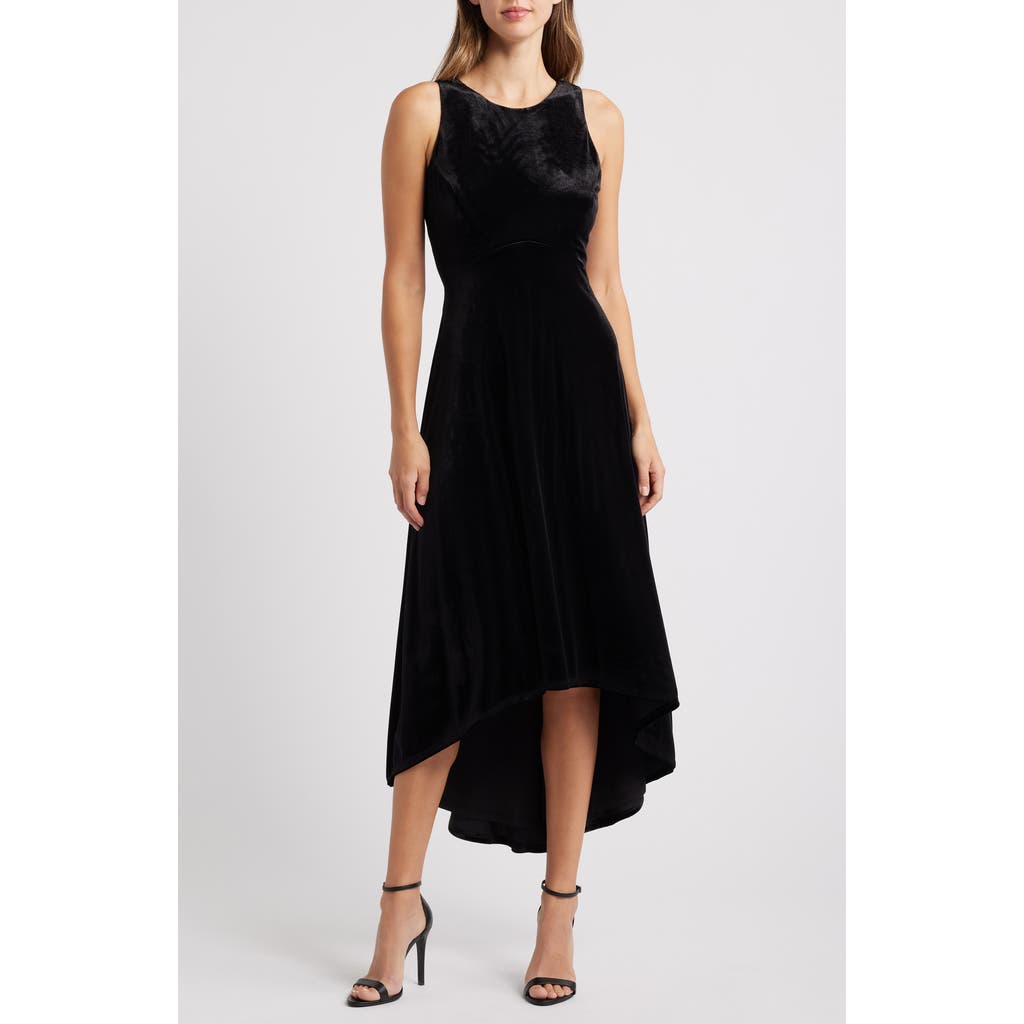 Halogen ® Sleeveless High-low Velvet Maxi Dress In Rich Black