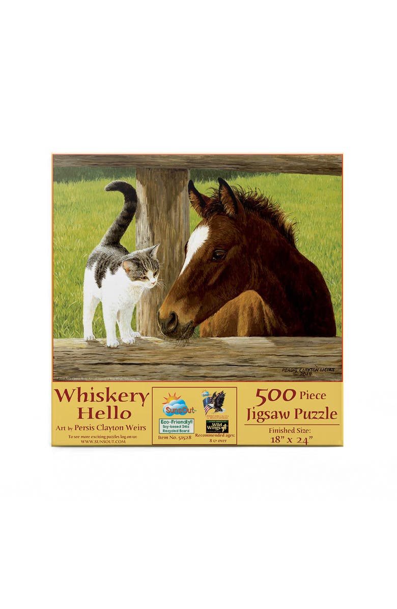 Sunsout A Whiskery Hello 500 piece Jigsaw Puzzle for Adults, Alternate, color, Multicolor
