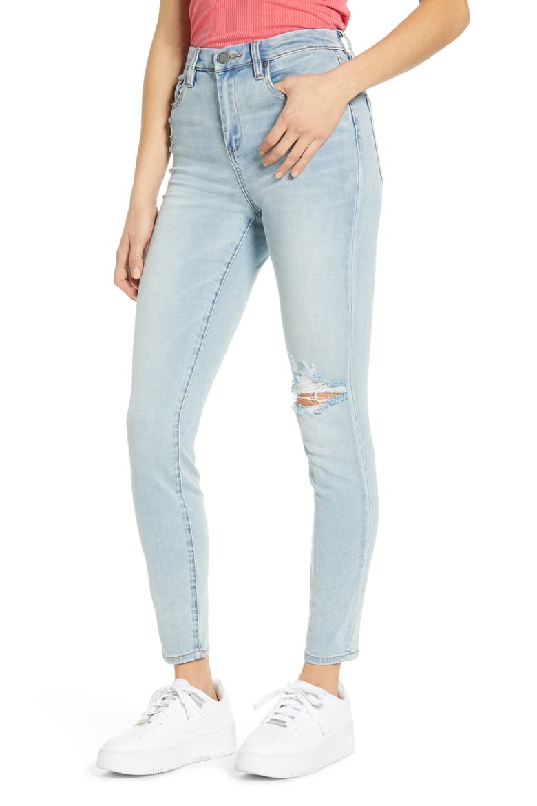 The Great Jones High Waist Ripped Jeans, Main, color, DAYBREAK