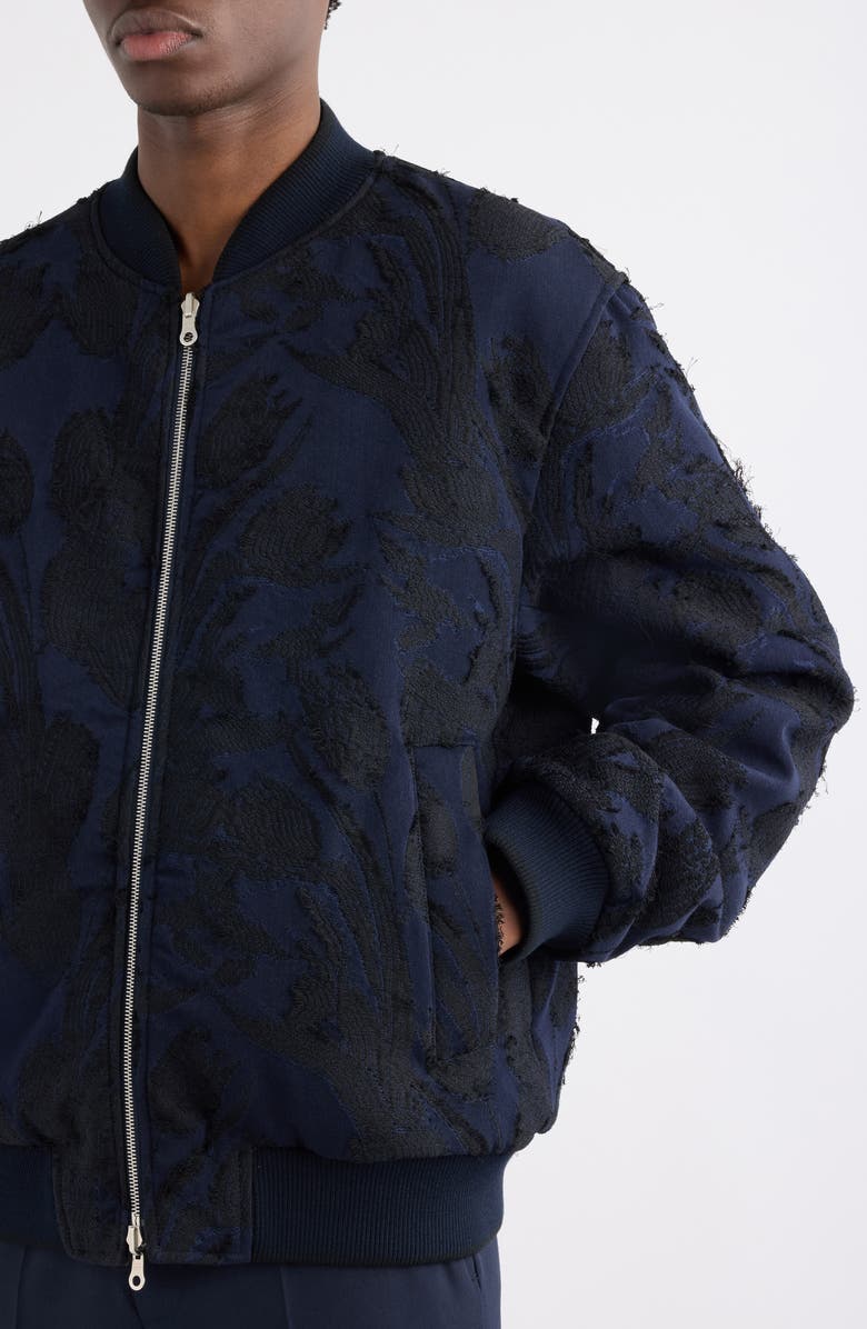 Dries Van Noten Volker Reversible Bomber Jacket, Alternate, color, Navy