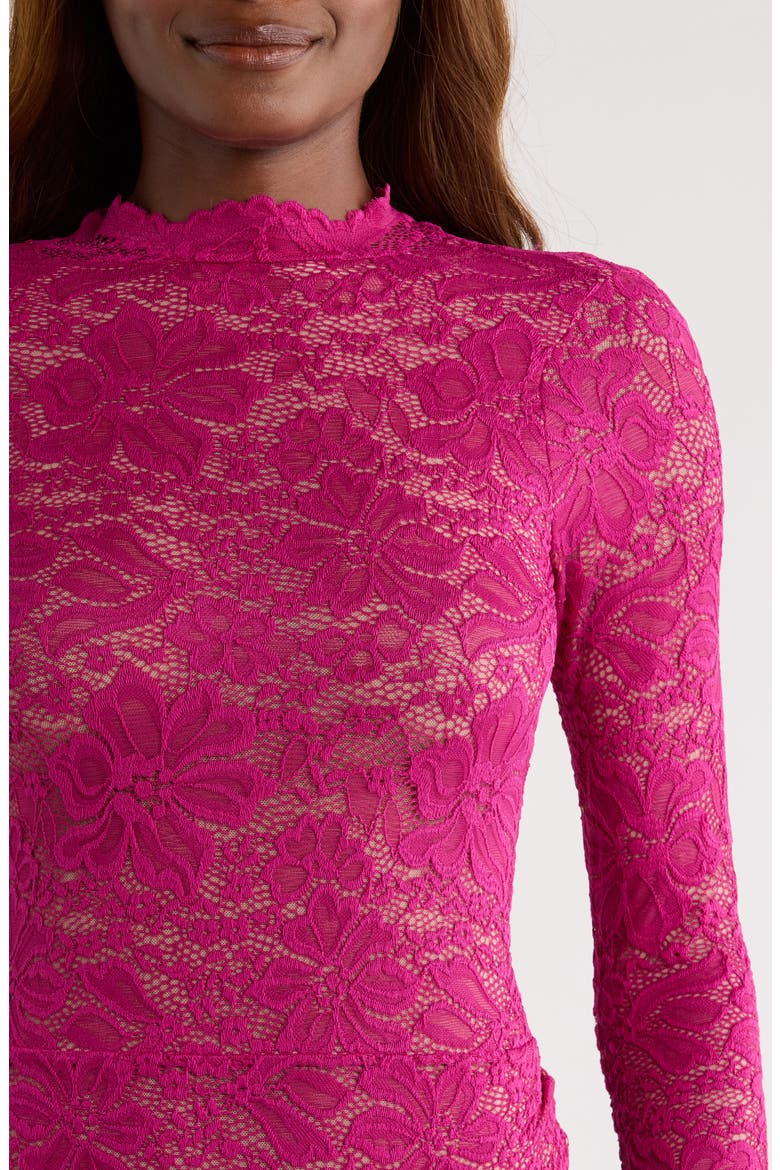 Floral Lace Long Sleeve Teddy, Alternate, color, BOYSENBERRY