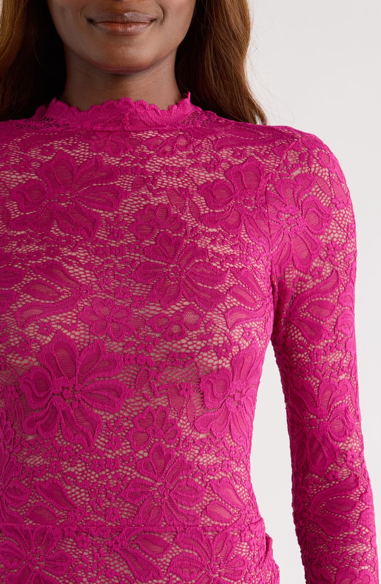 KILO BRAVA Floral Lace Long Sleeve Teddy, Alternate, color, Boysenberry