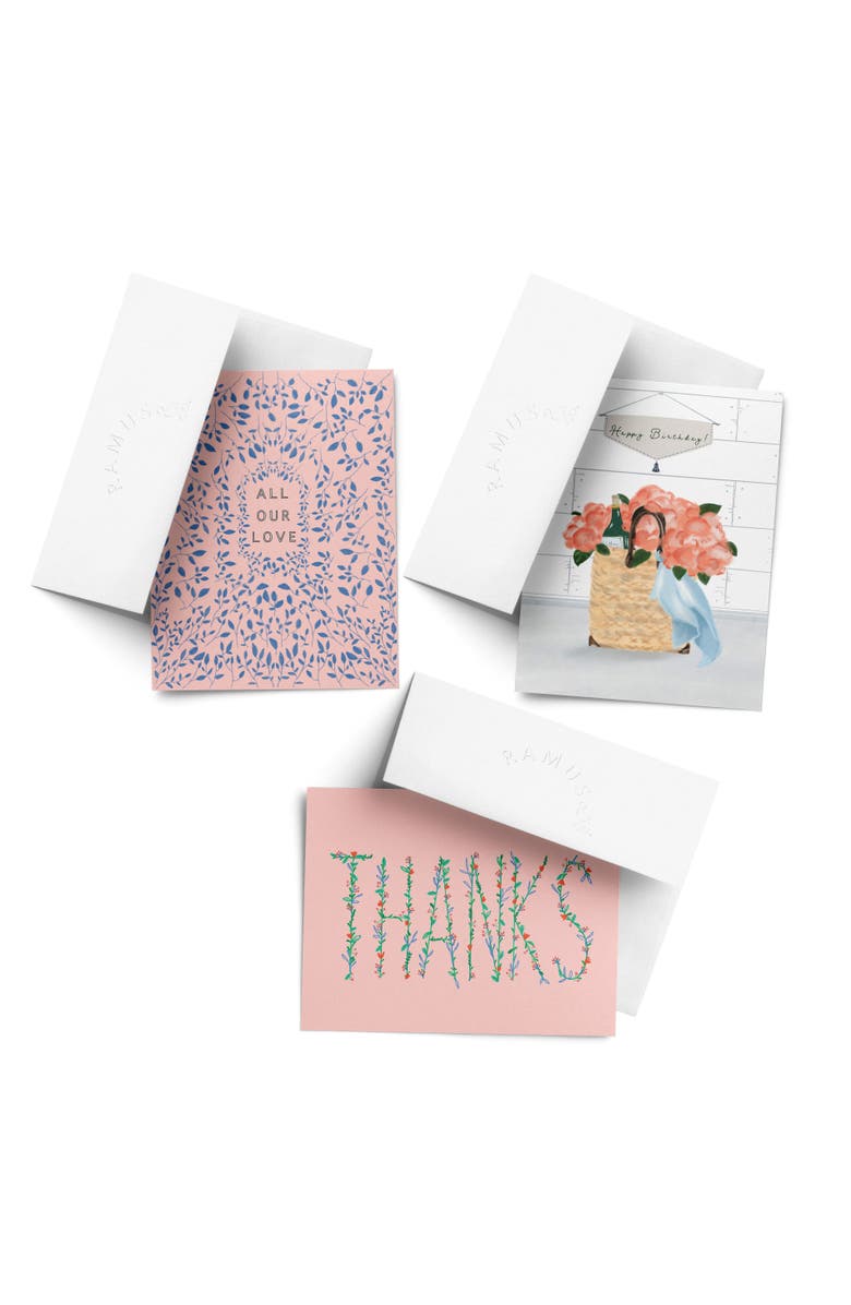 Ramus & Co Everyday Greeting Card Pack (3ct) "Love, Thanks, Peonies", Main, color, Multi-Pack
