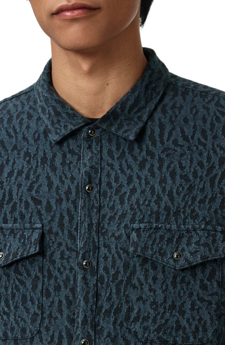 John Varvatos Ramona Long Sleeve Western Snap-Up Shirt, Alternate, color, Dark Forest