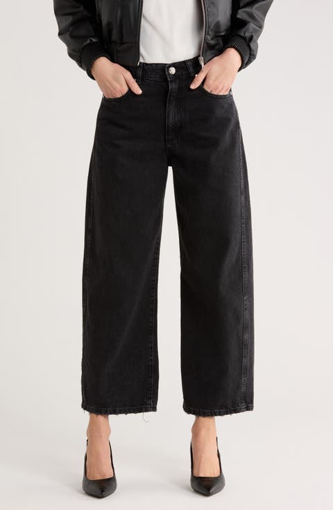 High Waist Ankle Relaxed Barrel Jeans (Nightshade Blue)