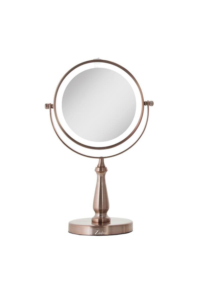 Lighted Makeup Mirror with 8X/1X Magnifications, Main, color, Rose Gold