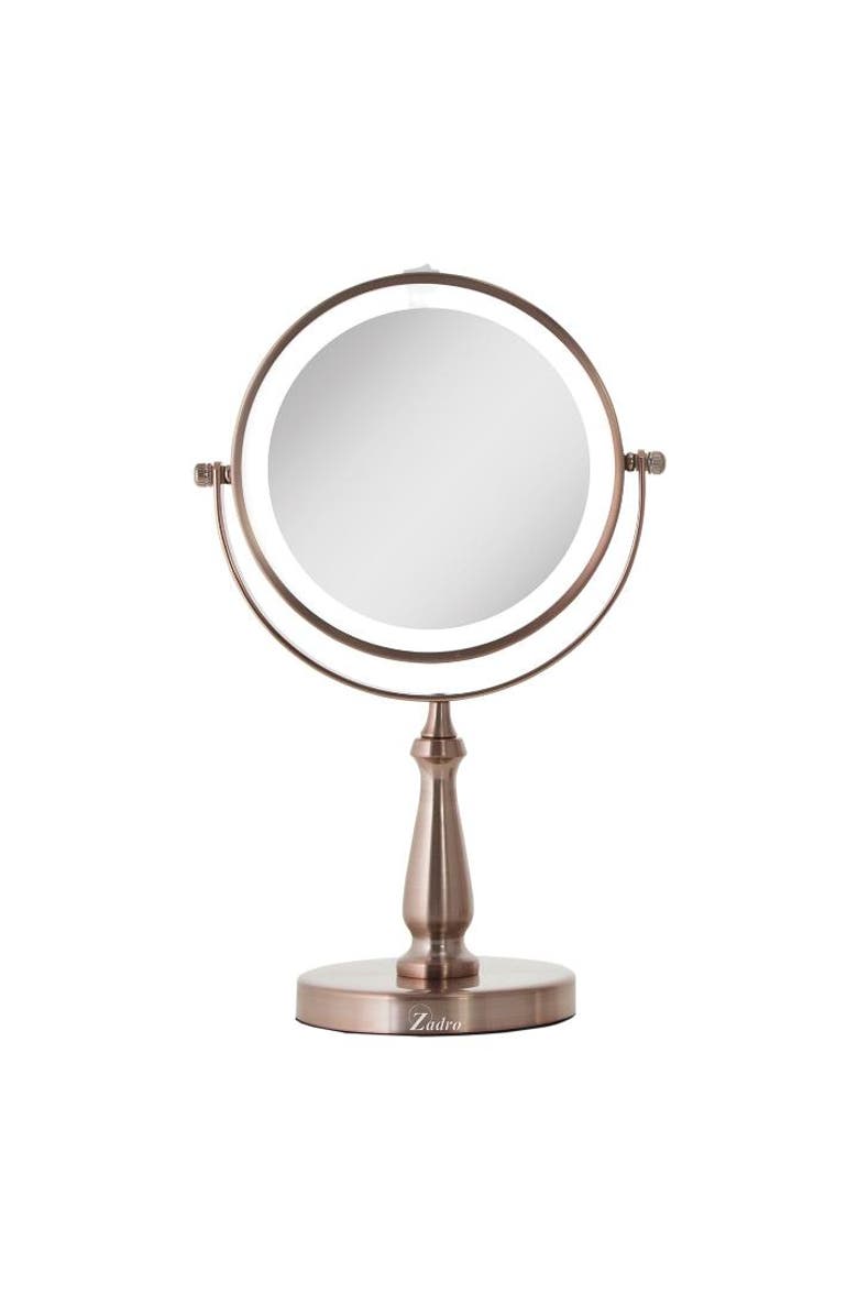 Zadro Lighted Makeup Mirror with 8X/1X Magnifications, Main, color, Rose Gold