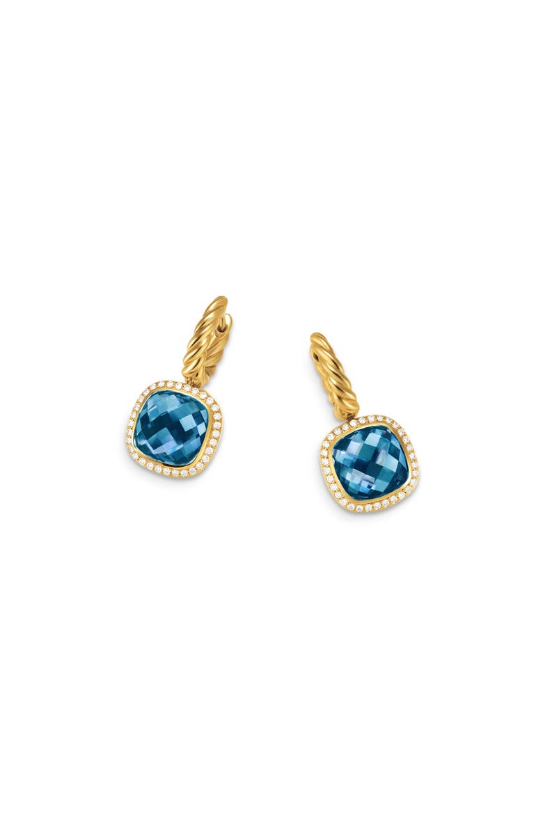 Albion® Drop Earrings in 18K Yellow Gold with Diamonds, 10mm, Alternate, color, 18K GOLD/ BLUE TOPAZ