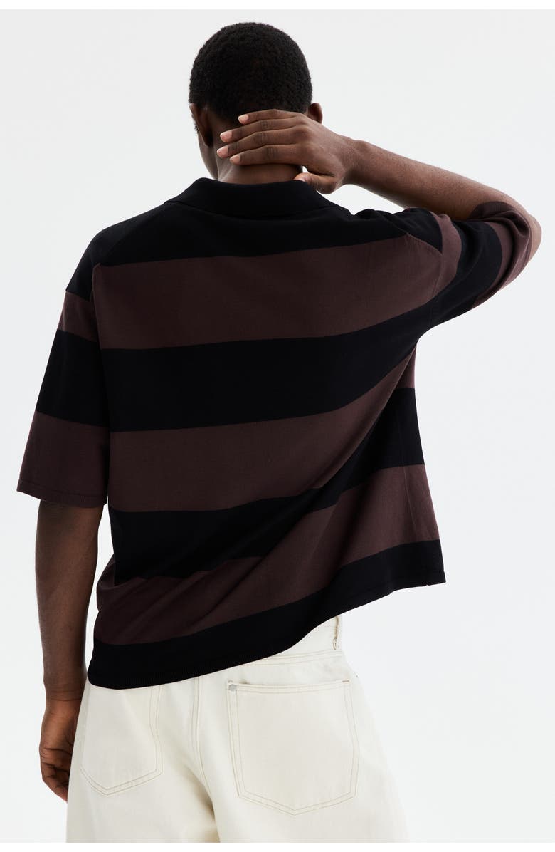H&M Loose Fit Polo Shirt, Alternate, color, Brown/Striped