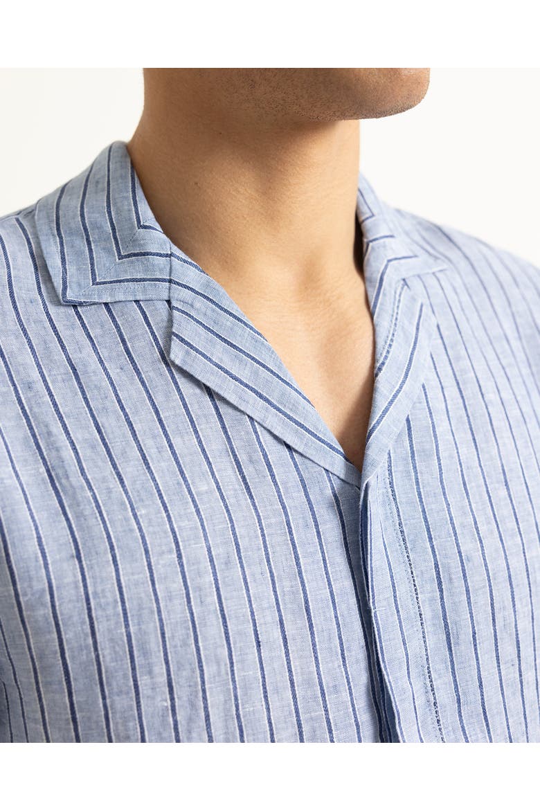 Maitan Lino Relaxed Fit Linen Stripe Shirt, Alternate, color, Bergamo Blue Stripe