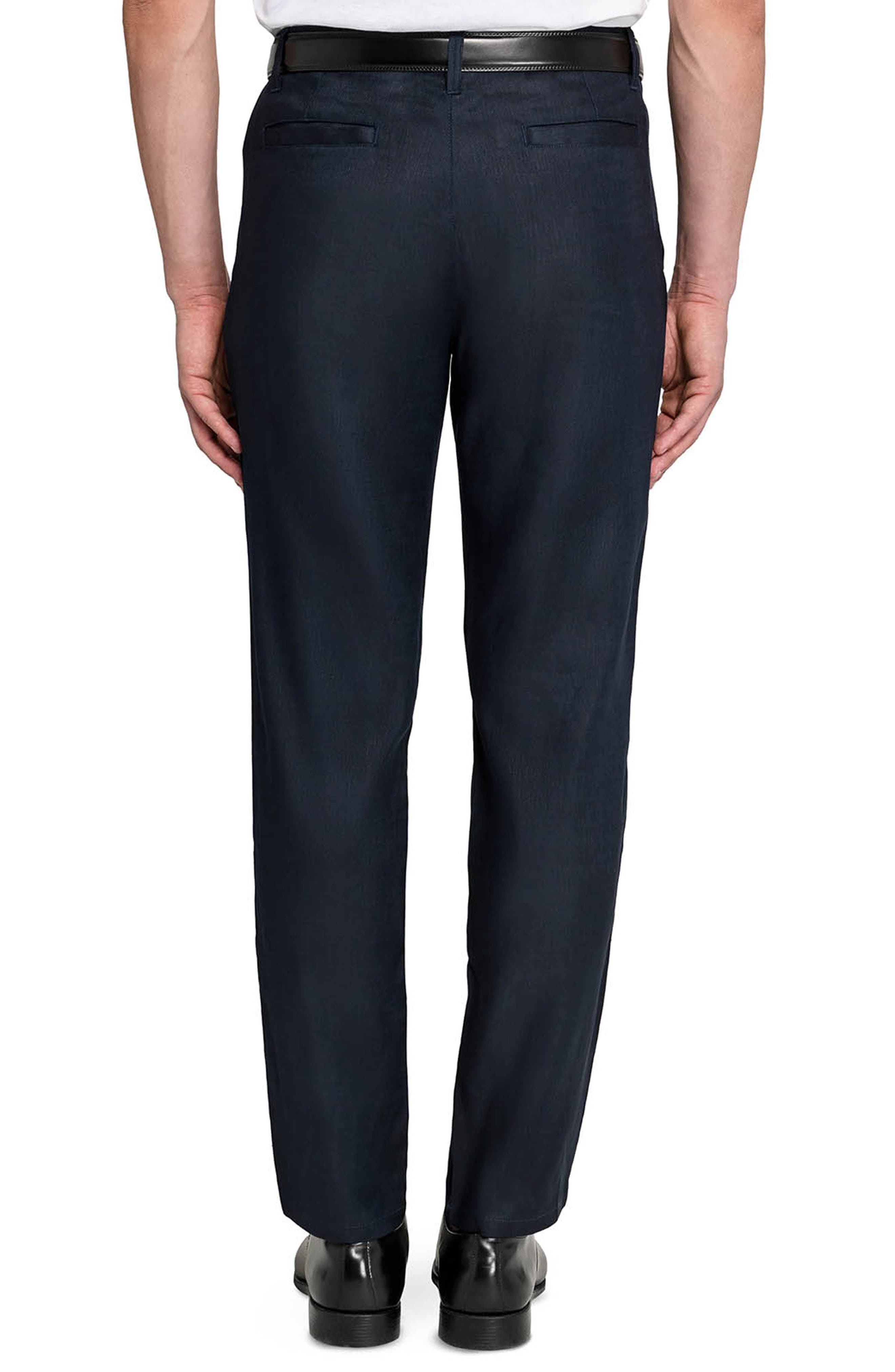 Slim Fit Pleated Linen Blend Pants - image 2