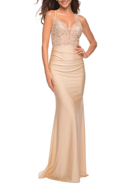 Prom Dress with Beautiful Lace Bodice and Jersey Skirt