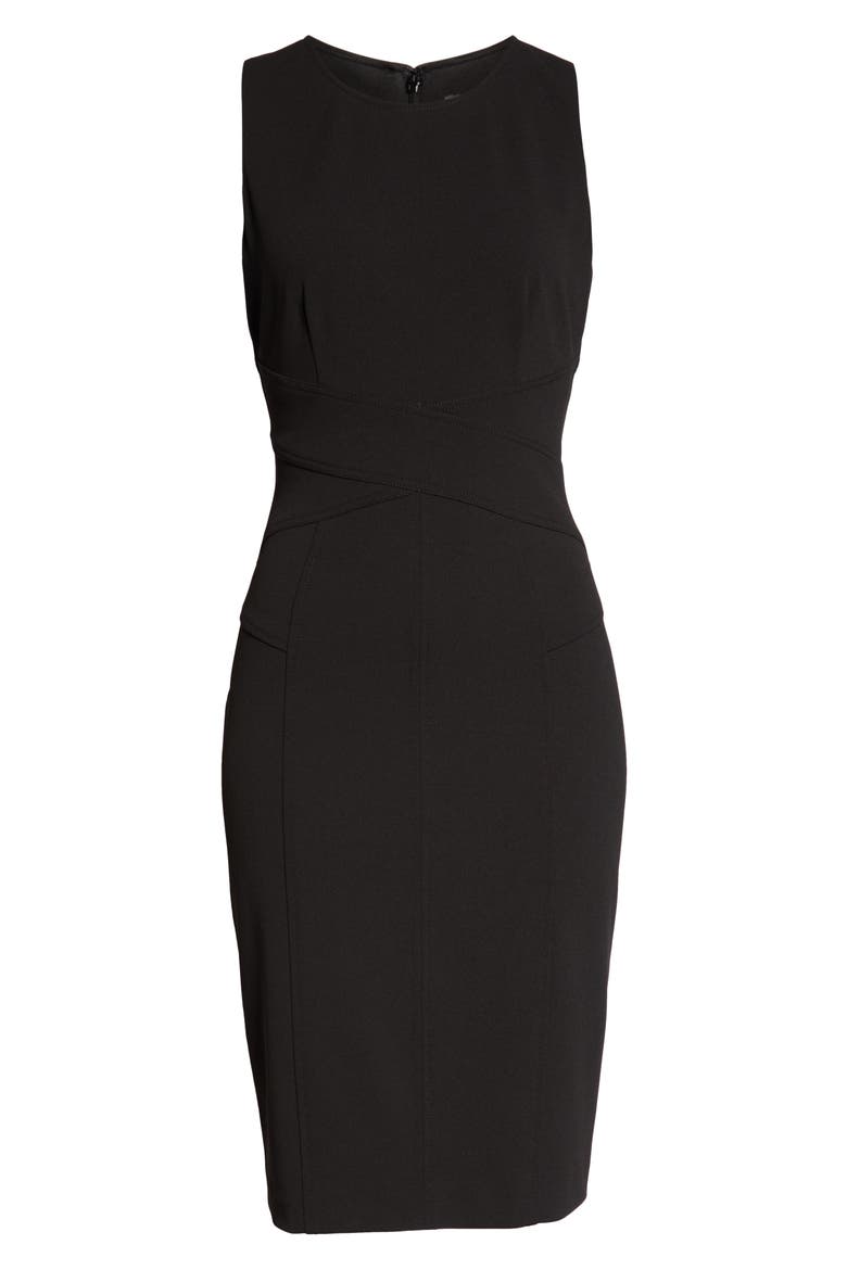 Sleeveless Crepe Sheath Dress, Alternate, color, BLACK