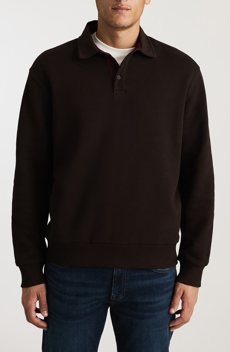 Mavi Jeans Heavyweight Cotton Polo Sweatshirt, Main, color, Ganache