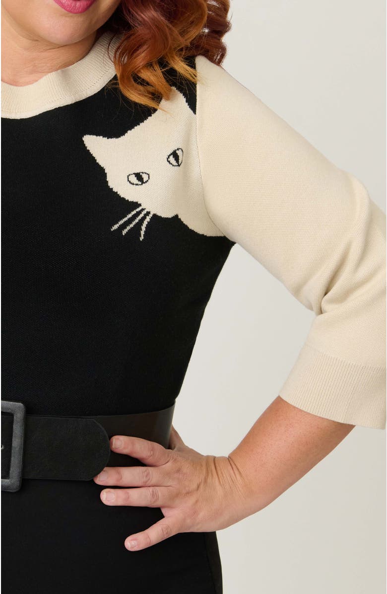 Unique Vintage Plus Size Minou Sweater, Alternate, color, Black/White